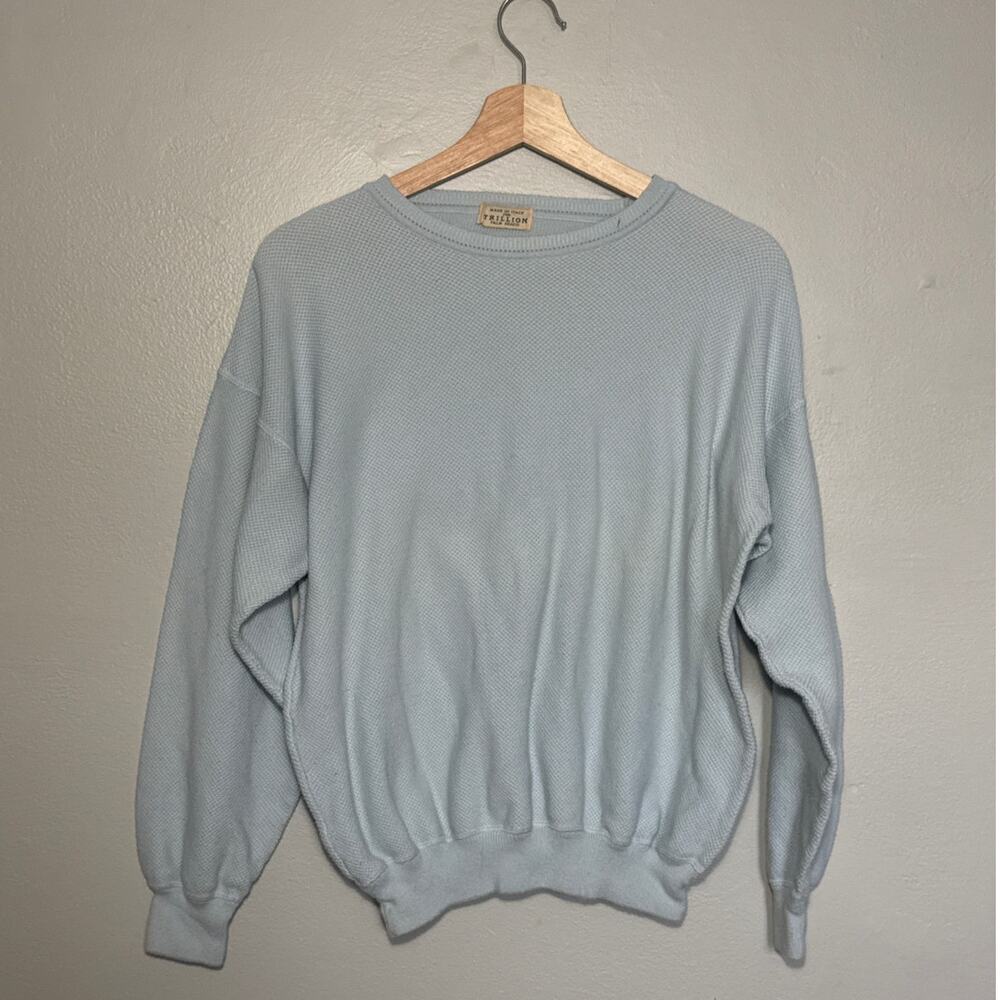Men's Light Blue Vintage Made in Italy for Trillion Palm Beach Knit Sweater